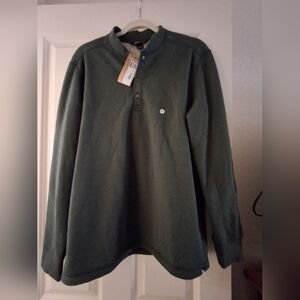 NWT Eddie Bauer Dark Green Waffle Henley Pullover